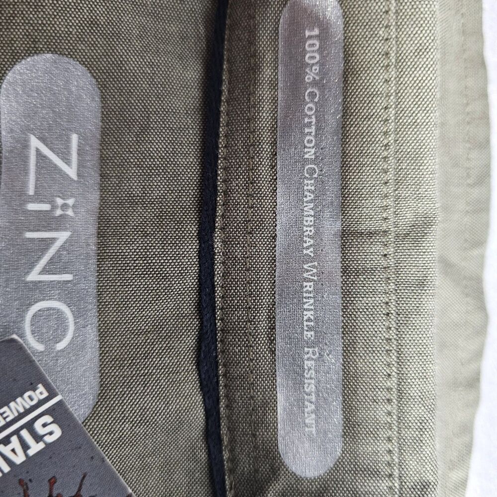 NWT Zinc Shirt Mens XL Chambray Green Button Down Short Sleeve Casual Classic - Picture 6 of 7